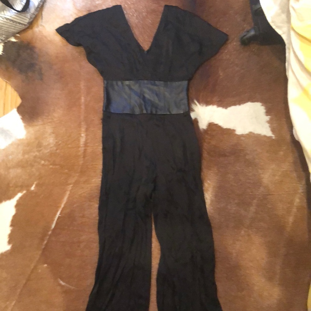Bebe black silk kimono style jumpsuit